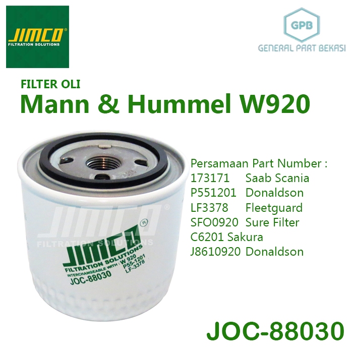 Oil Filter Oli Mann W920 W 920 JOC-88030