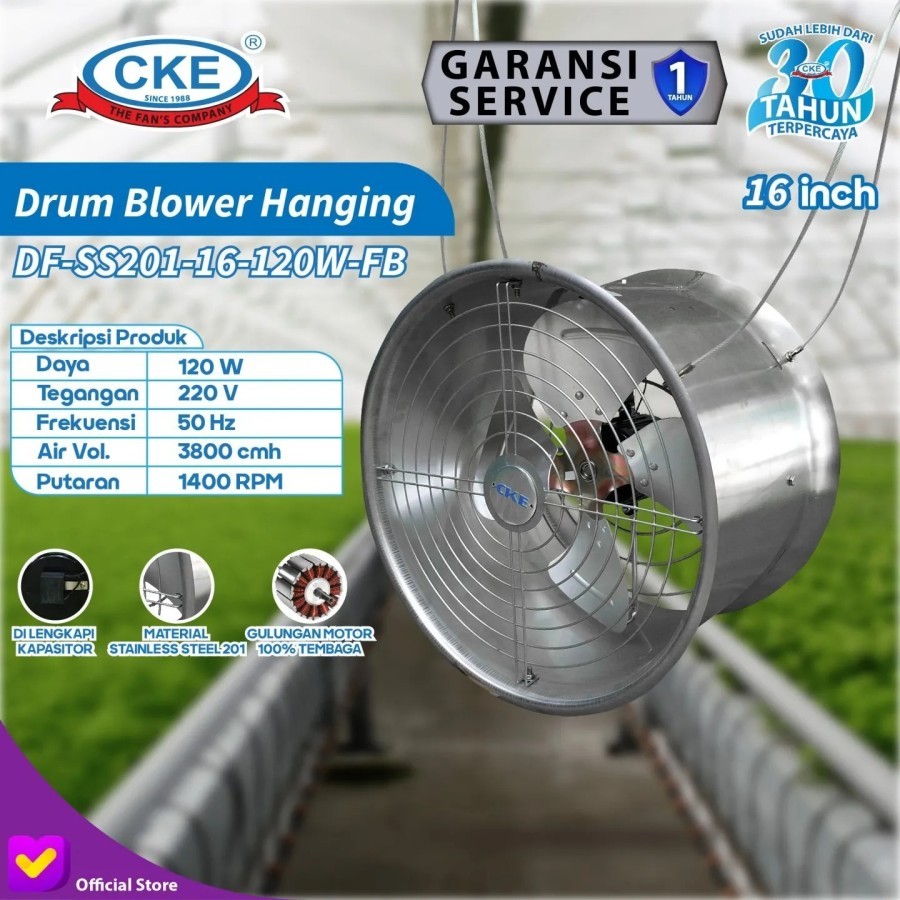 CKE Drum Fan Hanging 16 Inch DF-SS201-16-120W-FB Pabrik Workshop Gudang