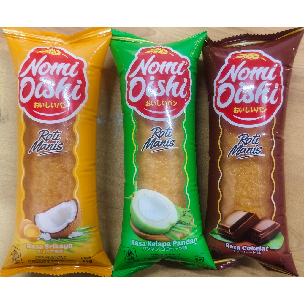 

NOMI OISHI ROTI MANIS VARIAN RASA BISA MIX 1 DUS ISI 60 PCS