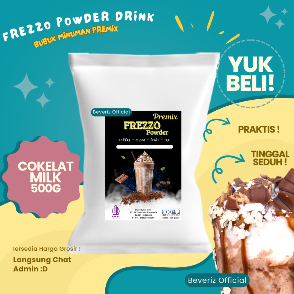 

BEVERIZ Frezzo Bubuk Minuman Rasa Coklat Susu | Choco Milk Boba Powder 500gram {Bisa COD} {tersedia harga grosir}