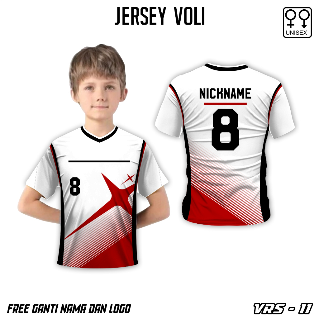 Kaos jersey voli red spark baju olah raga voli anak