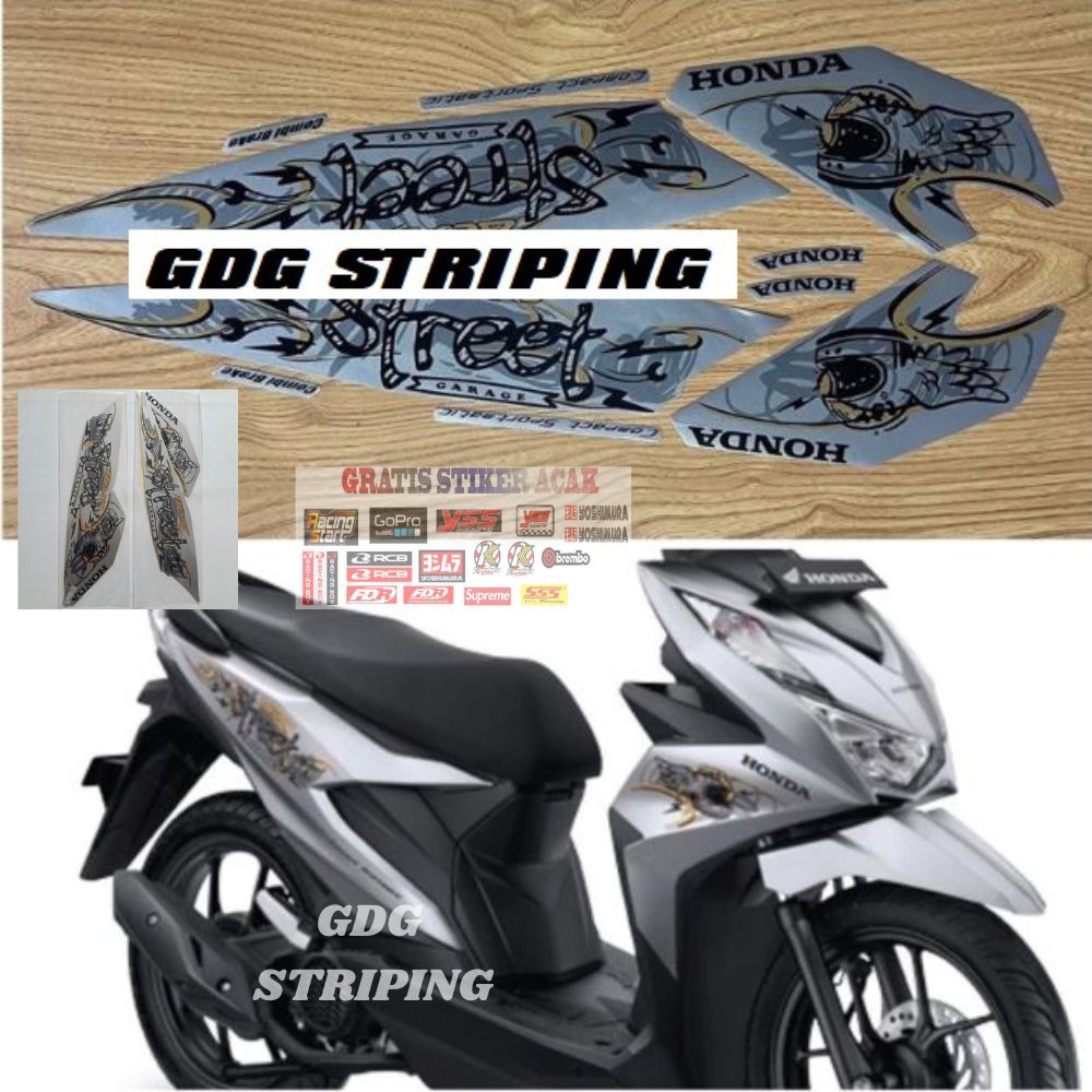 Striping Stiker Motor Honda Beat Street 2021 Silver Murah