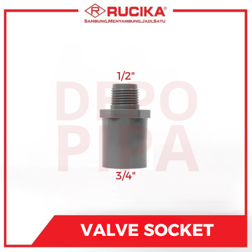 RUCIKA VALVE SOCKET / SOK DRAT LUAR (SDL) 1/2" x 3/4" AW