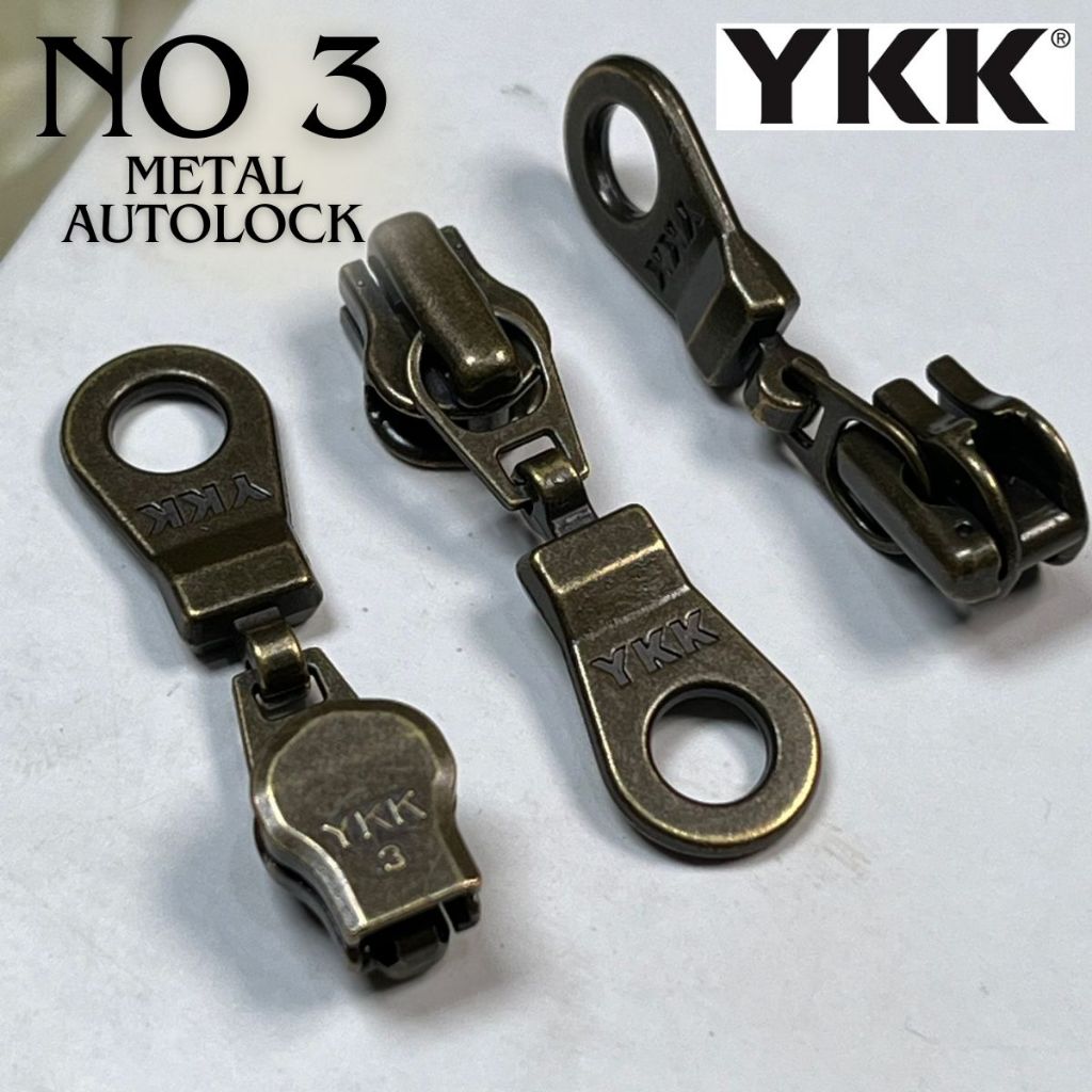 YKK Kepala No 3 Resleting Metal Zipper ATG Silver Silver Nomor 3 Besi Autolock Zipper Jaket Tas