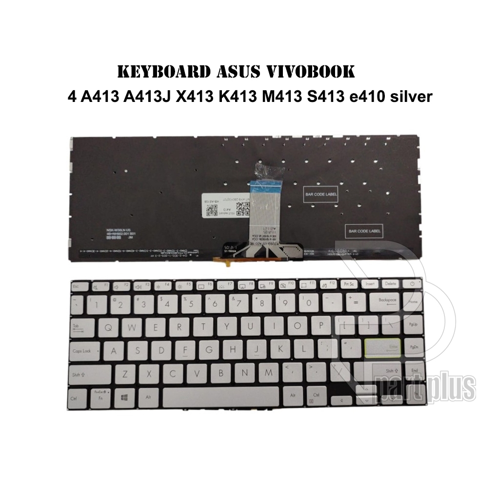 Keyboard Laptop Asus VivoBook E410 E410K E410KA E410M E410MA k413 A413 Backlight - Silver