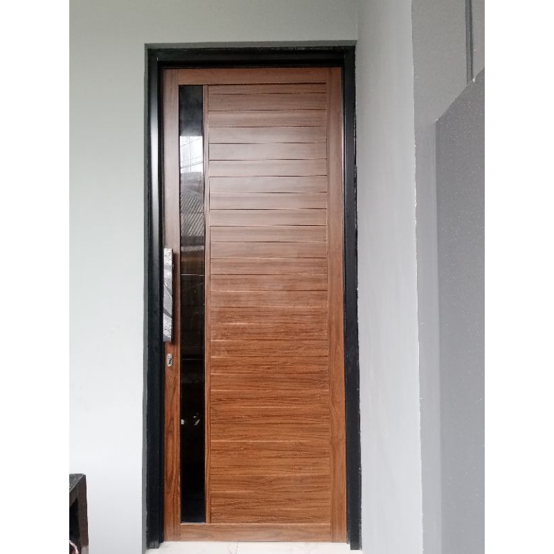 pintu kamar almunium serat kayu + kusenya lengkap T210 × L80 untuk warna dan ukuran jugak model bisa