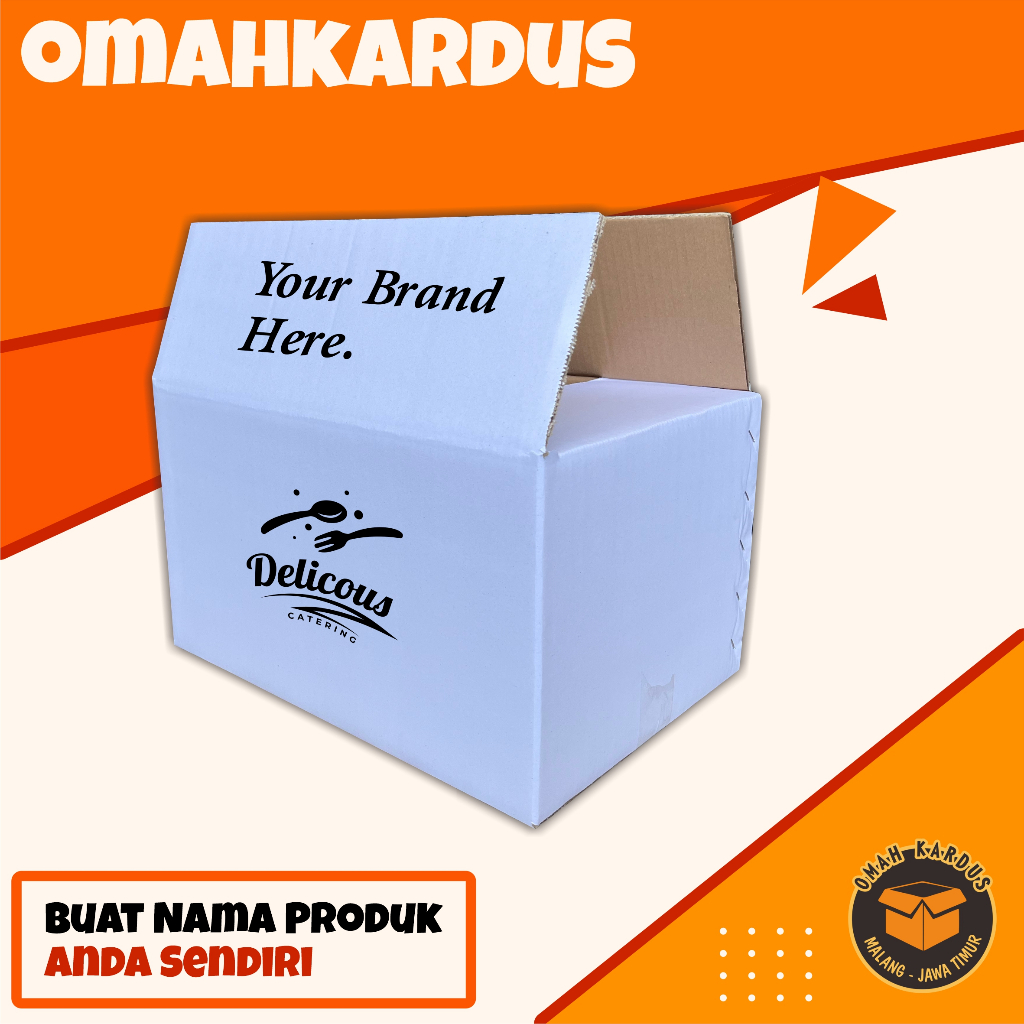 

Custom Sablon kardus Putih 40x27x22 cm+ SABLON 1 WARNA | custom desain | custom sablon