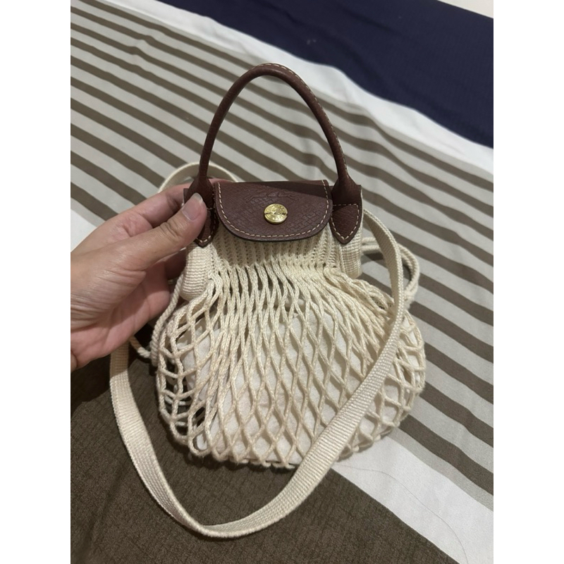 mini longchamp warna cream