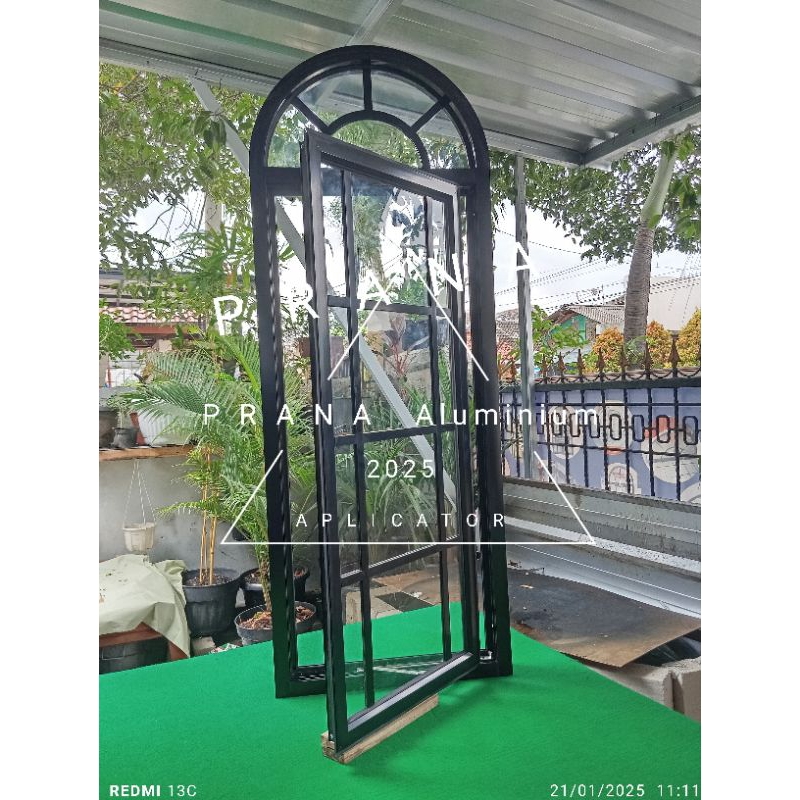 Jendela LENGKUNG Aluminium 3Inch, Uk. 70 x 180 cm + 1 Daun Jendela Full // Kirim Se-Indonesia