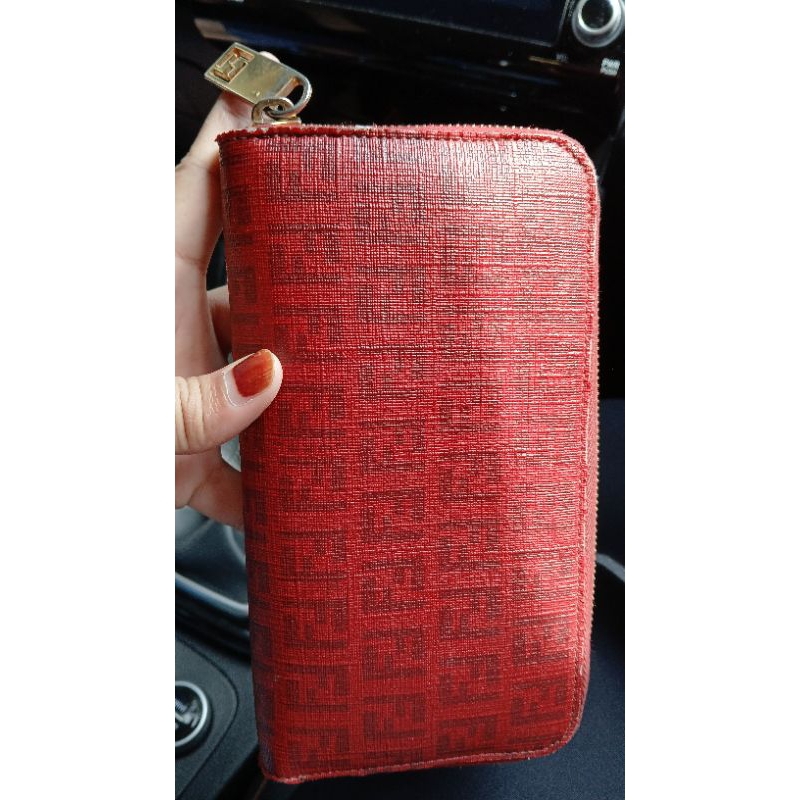 Preloved Authentic Fendi Zipper Wallet (Red color)
