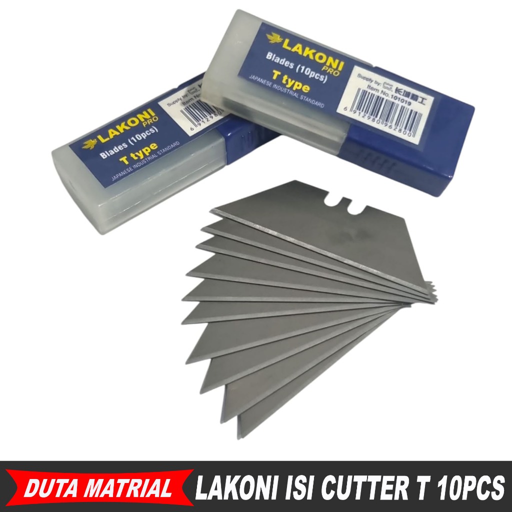 

Blade Cutter Aluminium Mata Pisau Cutter T-Type isi 10 pcs merk Lakoni Pro / isi Cutter HPL Taco