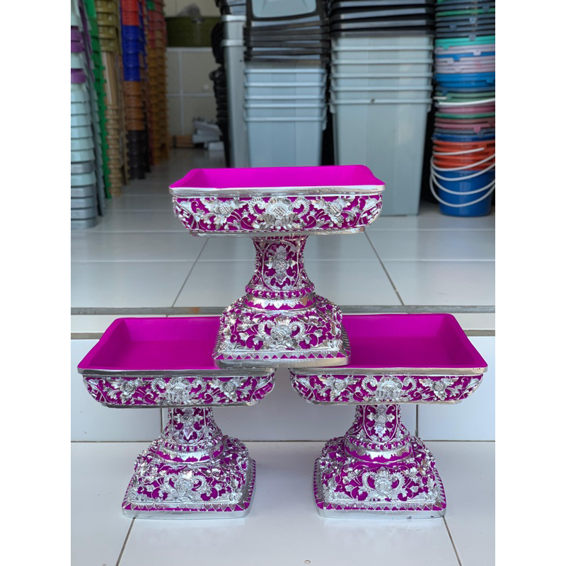 Dulang nare ungu silver kotak uk 25 cm