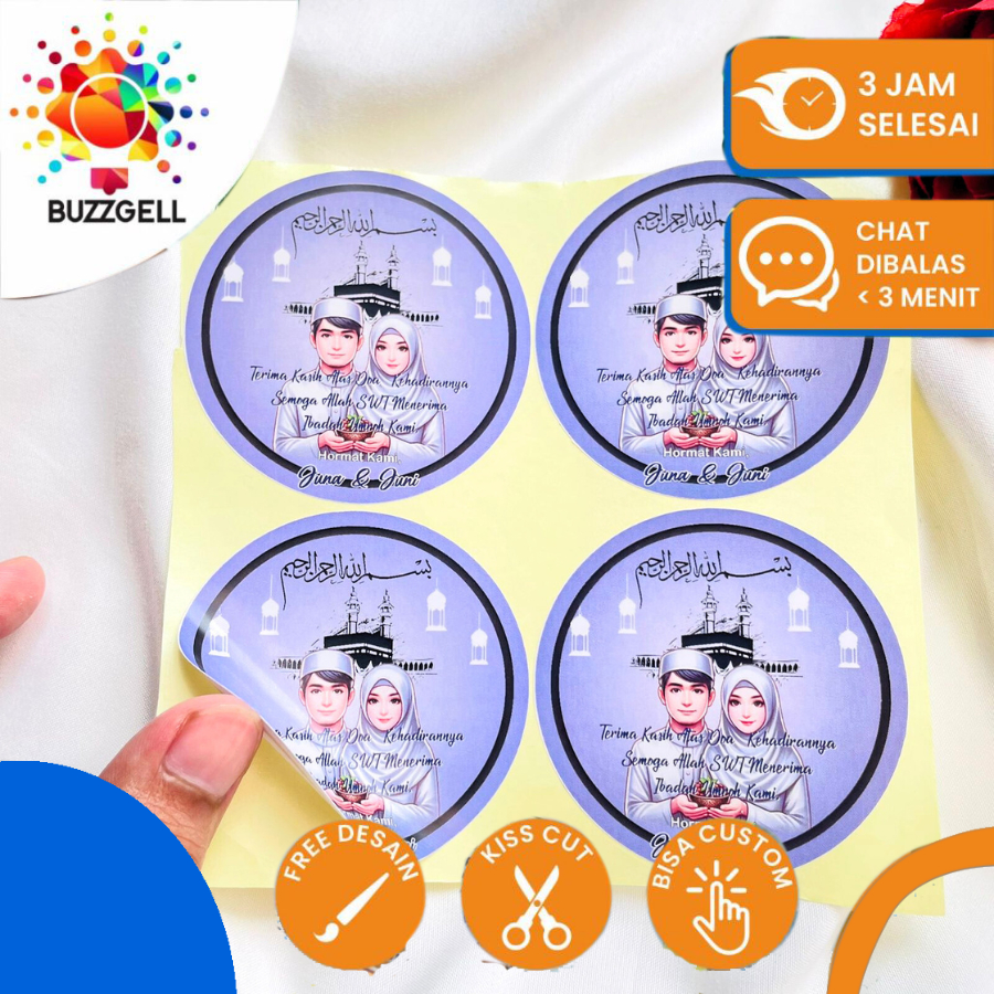 

Sticker Haji Umroh Bulat Chromo stiker syukuran stiker label manakan stiker label cetak label custom