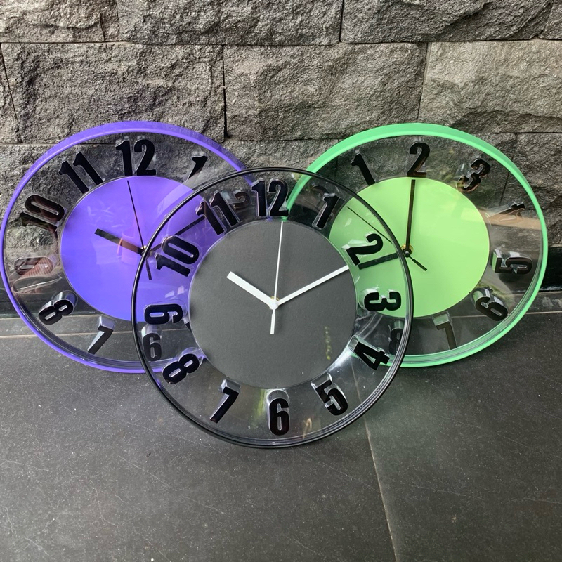 Jam Dinding Warna-warni 9028/jam dinding transparan elegan/jam dinding unik