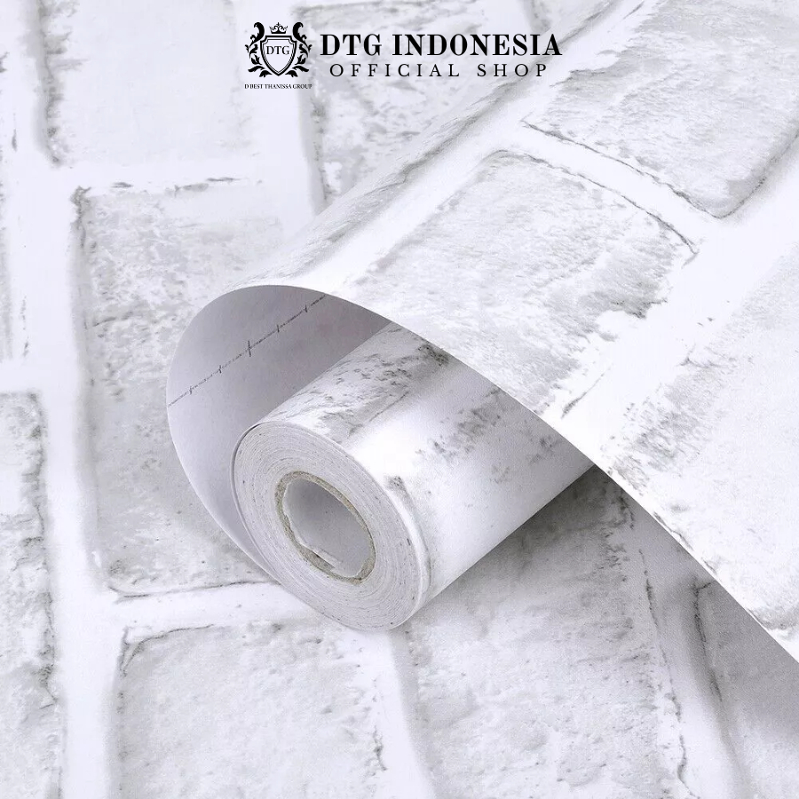 DTG - Wallpaper Stiker dinding motif bata abu 45 x 8 Meter Wallpaper dinding ruang tamu CY1135