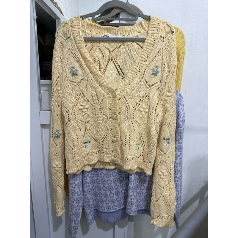 ZARA cardigan bordir pompom preloved SPLITPAY