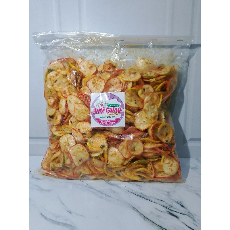 

Kerupuk sebring 1kg,PEDAS & ORI daun jeruk