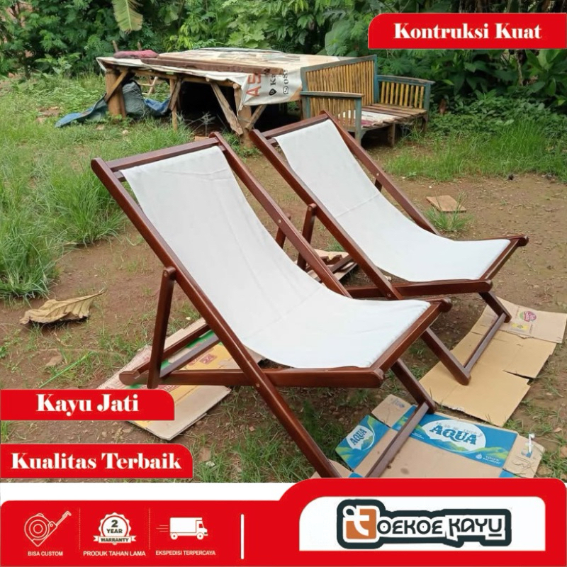 kursi lipat kayu kursi goyang bali kursi malas lipat kain kayu jati kursi santai lipat kayu