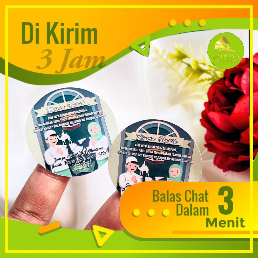 

2-4 Sadewa Tasyakuran Umroh Bulat Chromo Stiker Gift Haji Sticker Label Hadiah Free Desain Custom