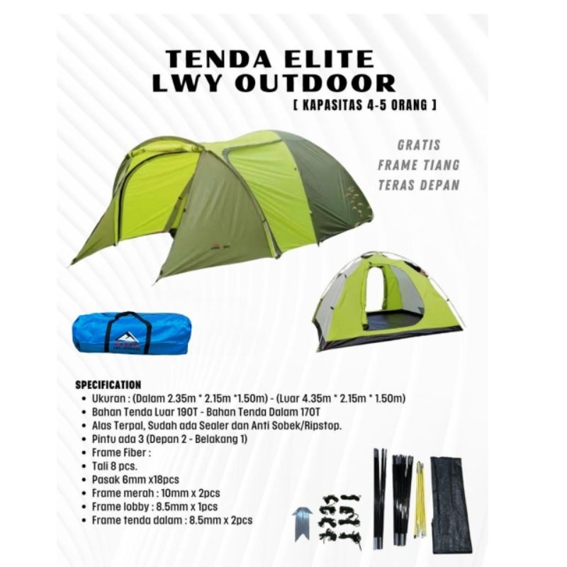 TENDA ELITE LWY OUTDOOR KAPASITAS 4-5 ORANG