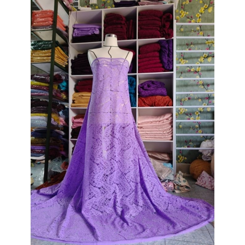 brokat bahan alover warna ungu lilac