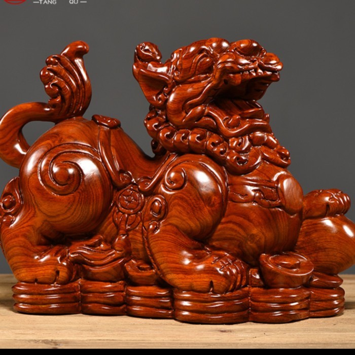 Pajangan Dekorasi Pi Xiu Rezeki Ukiran Kayu Asli huang hua li  P324 (12 cm)
