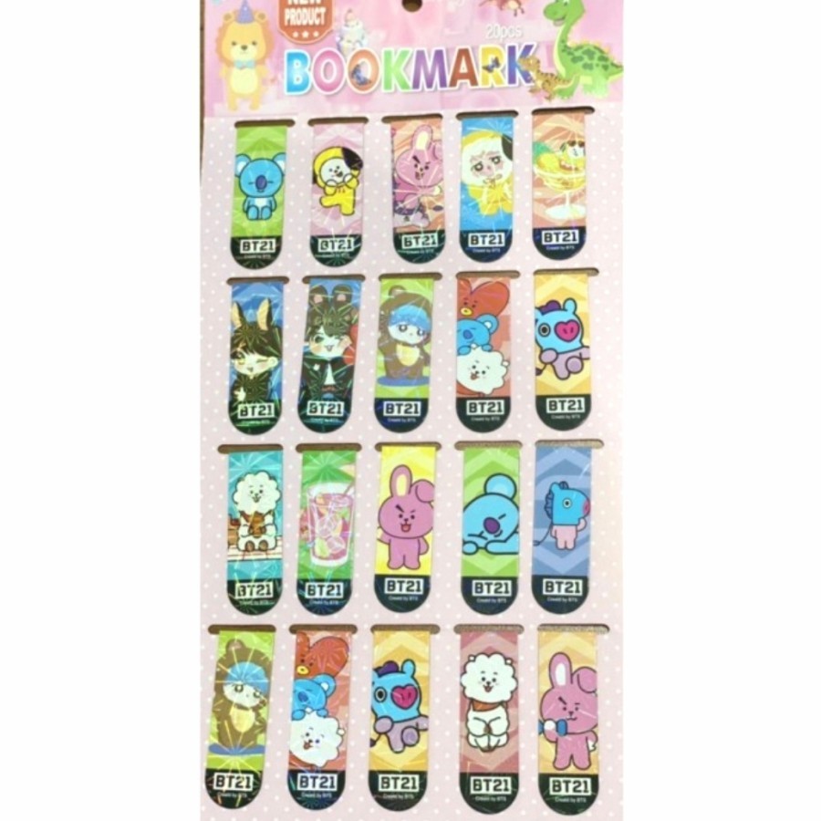 

Pembatas Buku Magnet BTS Kpop BT21 Bookmark Isi 20PCS