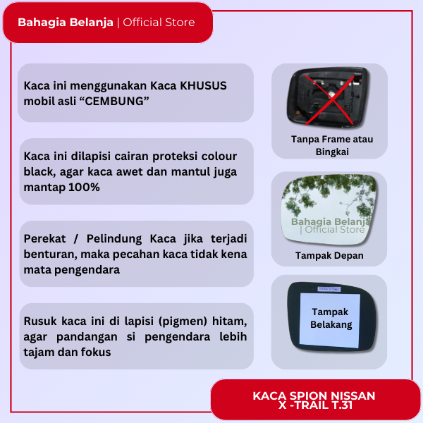 Kaca Spion Kaca sepion Nissan X trail T 31 NISSAN XTRAIL T 31 KANAN XTrail T 31 t 31 x trail T31 Seb