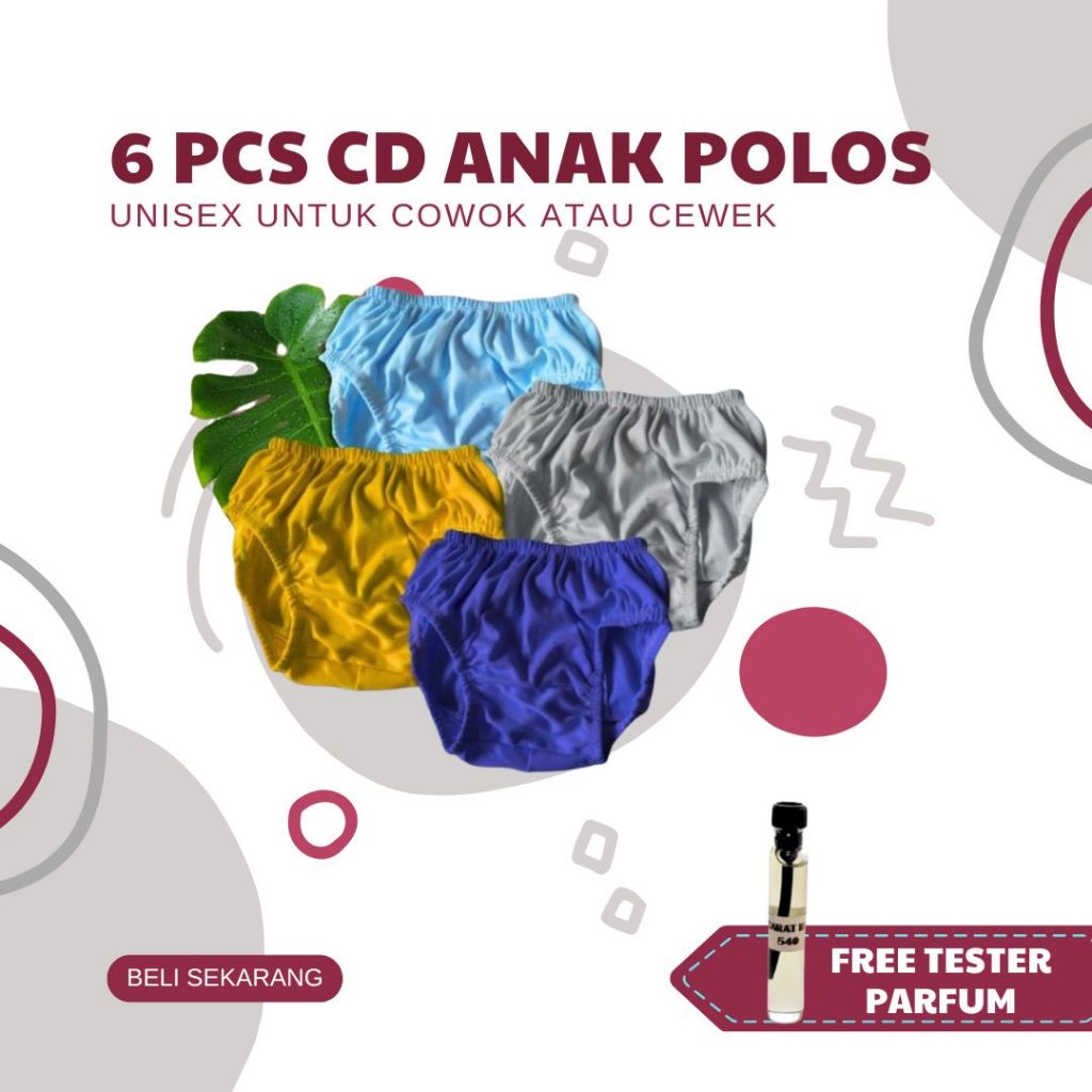 6 PCS CELANA DALAM ANAK POLOS USIA 1-7 TAHUN CEWEK/COWOK