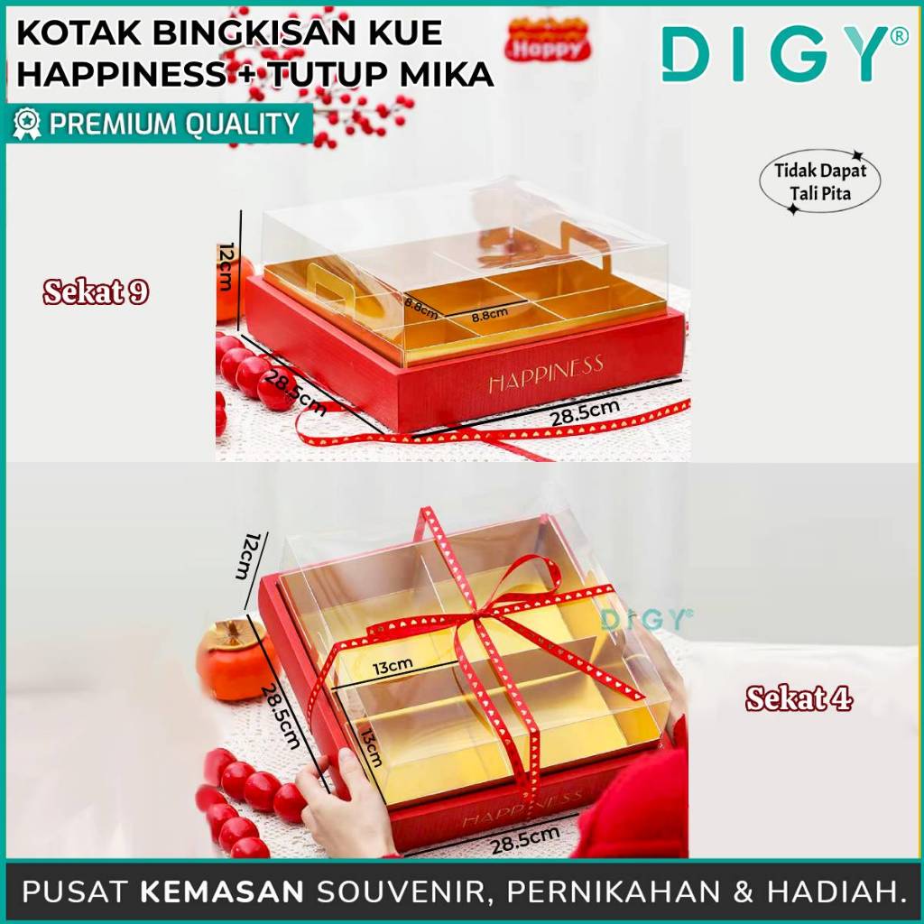 

Kotak Bingkisan Kue Happiness + Tutup Mika / Kotak Sekat Imlek / Box Kue Lapis Potong / Kotak Kue CNY / Box Mika Kue Nastar / Kotak Cupcake