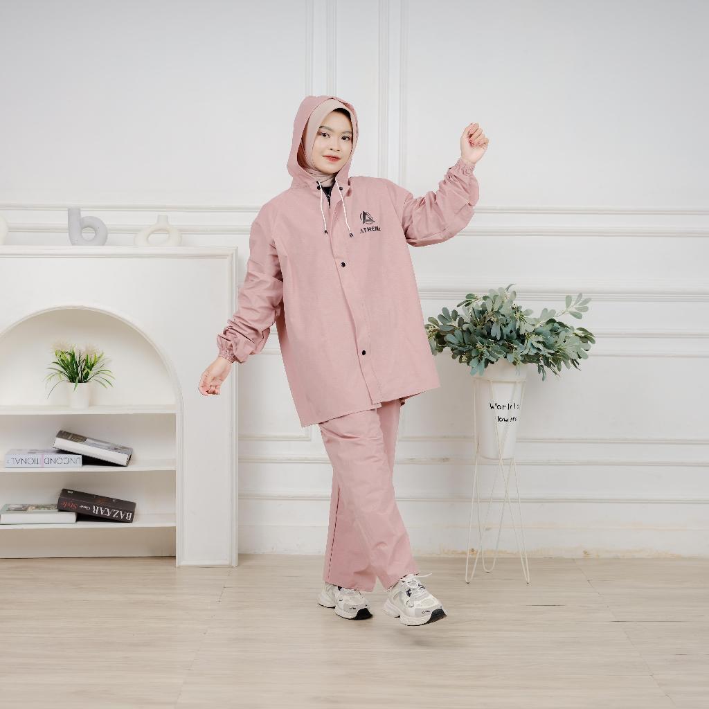 JAS HUJAN SETELAN TERBAIK PRIA WANITA PREMIUM PVC KARET TEBAL ANTI REMBES BY ATHENA