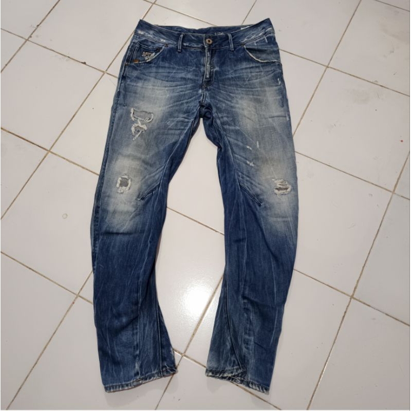 G-Star Raw 3301 South  East Distr Ripped Raw Denim Bikers size 44