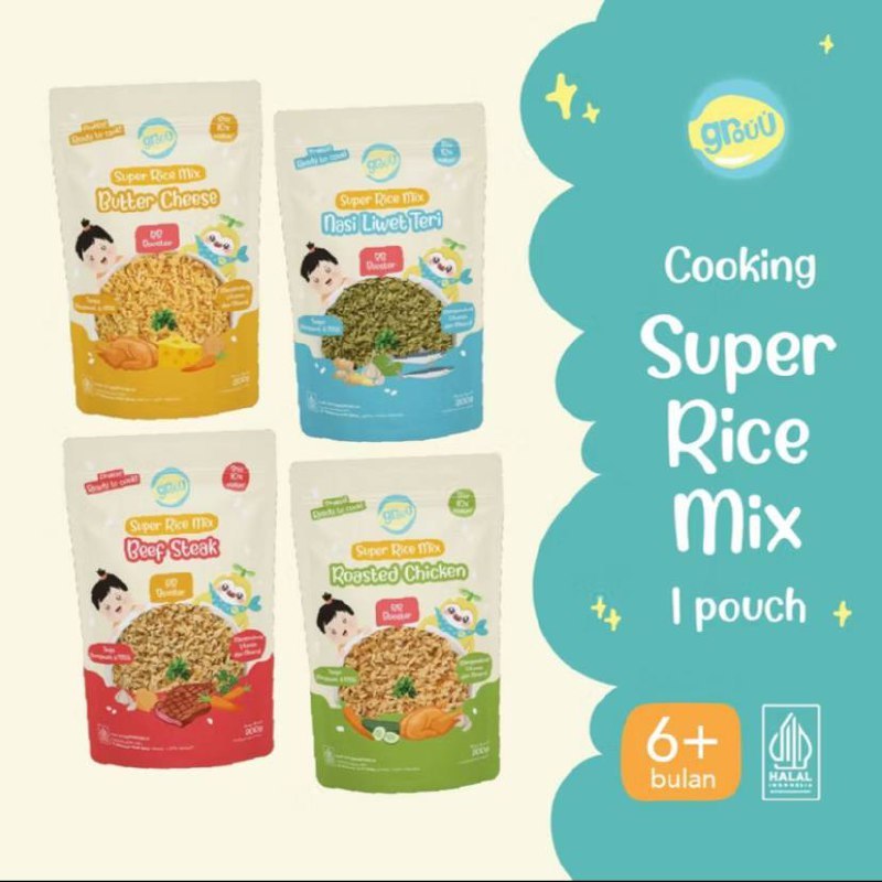 

Grouu - Super Rice Mix Beras MPASI BB Booster BB Rice Nasi Instan - 200gr - NO MSG