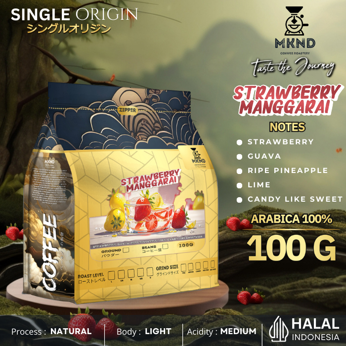 

KOPI ARABIKA FLORES MANGGARAI STRAWBERRY NATURAL 100 GRAM SPECIALT BY MKND COFFEE