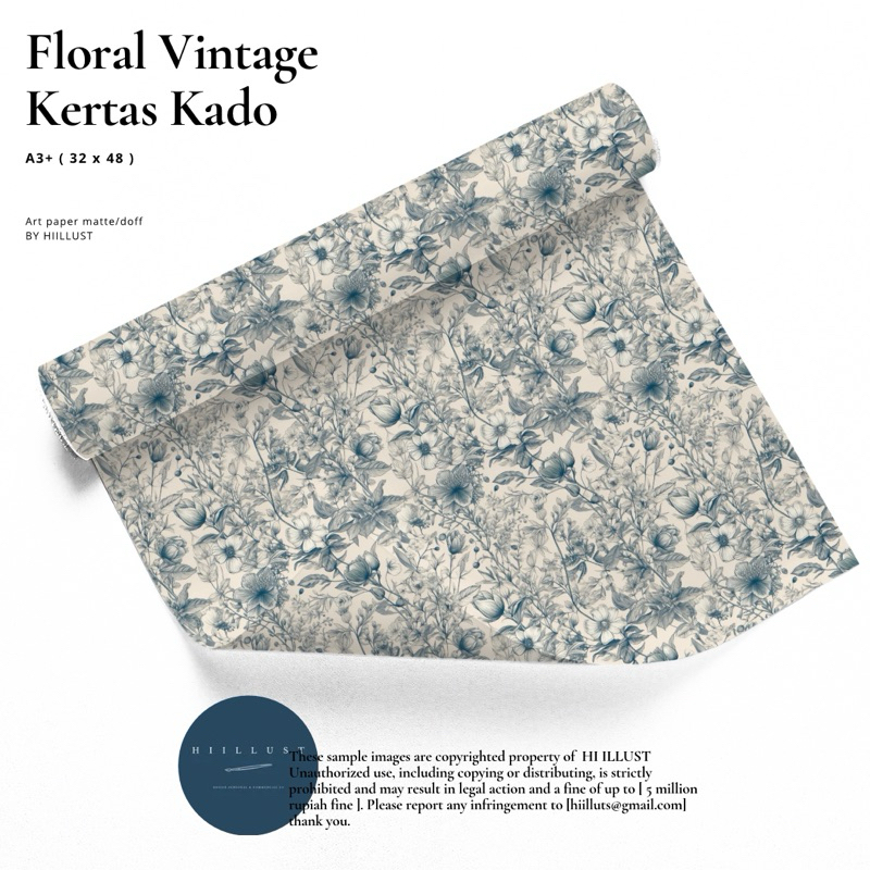 

H I I L L U S T || Floral Vintage kertas kado (H012)