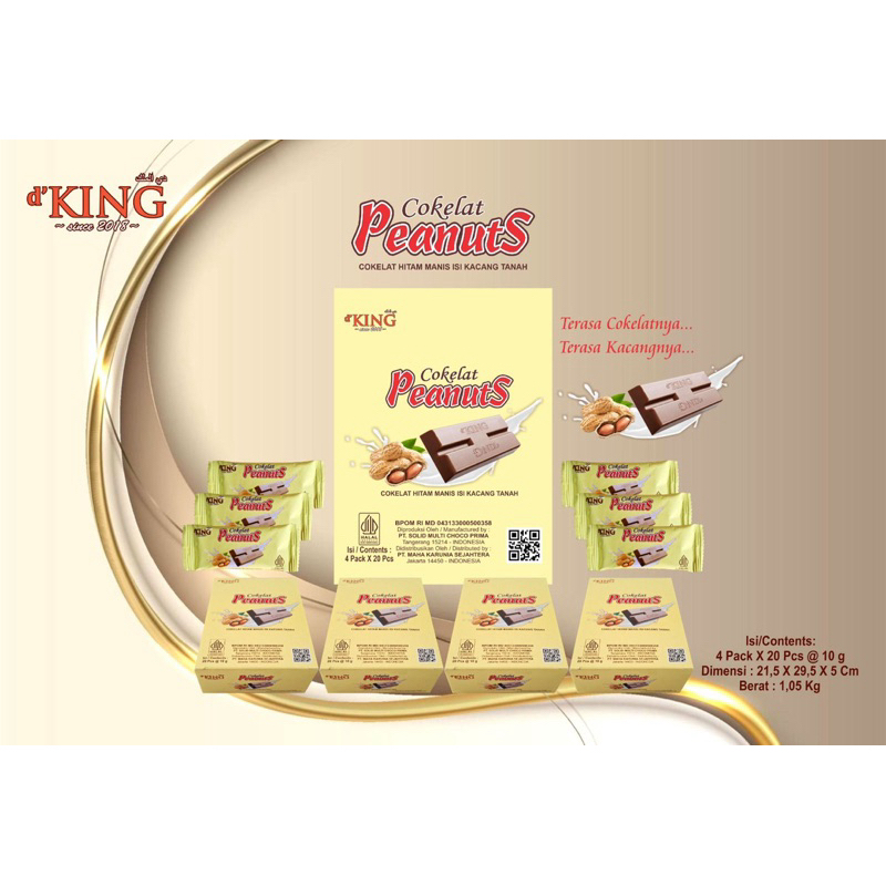 

1 dus isi 4 pack Coklat Peanuts d'KING