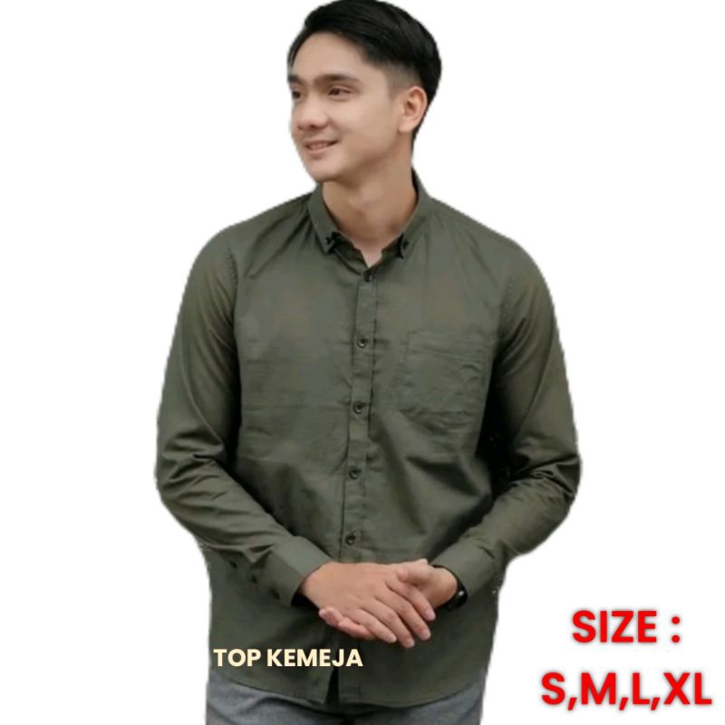 Kemeja hijau army pria Kemeja polos army pria Kemeja ijo army pria Kemeja hijau army pria lengan pan