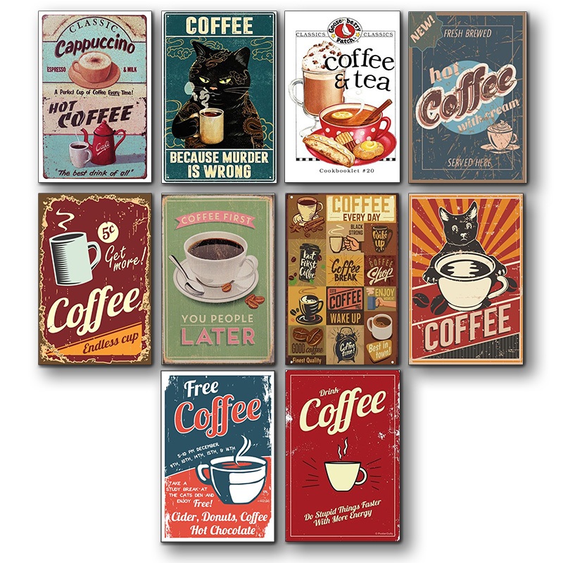 Hiasan dinding Cafe Retro klasik Poster Kayu tentang Kopi