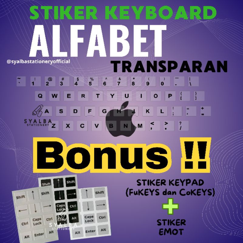 ticker Keyboard Alfabet Transparan: Aksesoris Premium untuk PC, Laptop, & Keyboard Mini / Keyboard R