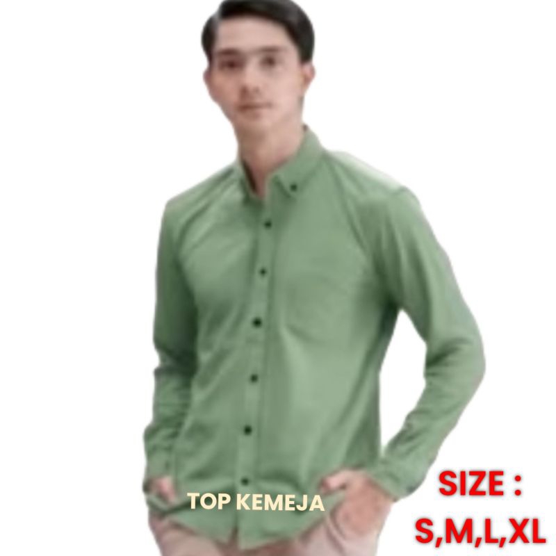 Kemeja hijau sage pria Kemeja ijo sage pria lengan panjang Kemeja hijau daun pria Kemeja hijau muda 
