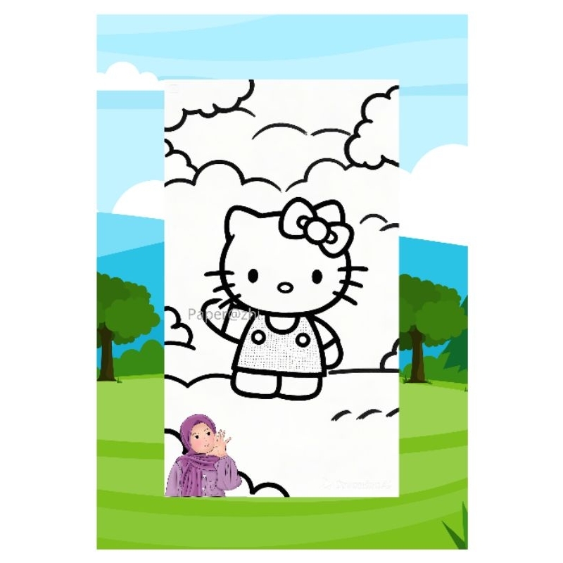 

Kertas mewarnai Tema Hello Kitty