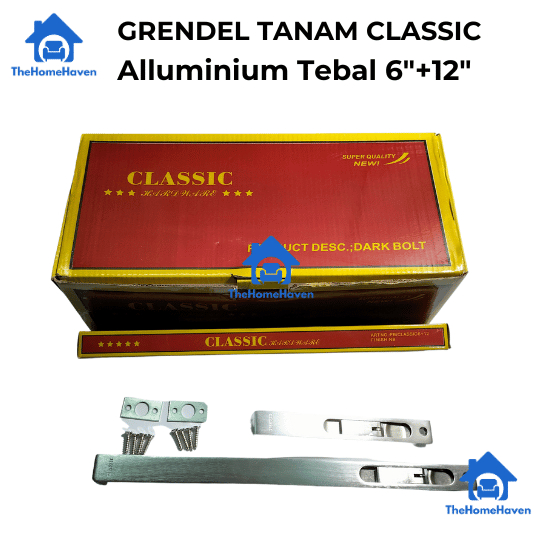 Grendel Tanam Pintu Kupu Tarung Model Kotak| Slot Kunci Pintu Kupu Tarung Tanam 6"+12" | Aluminium T