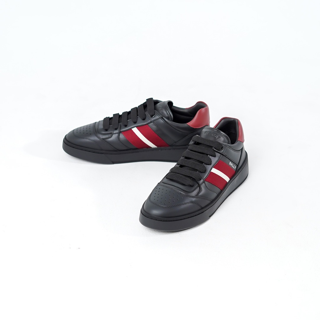 Sepatu BALLY REBY STRIPE RED BLACK SNEAKER 100% ORIGINAL