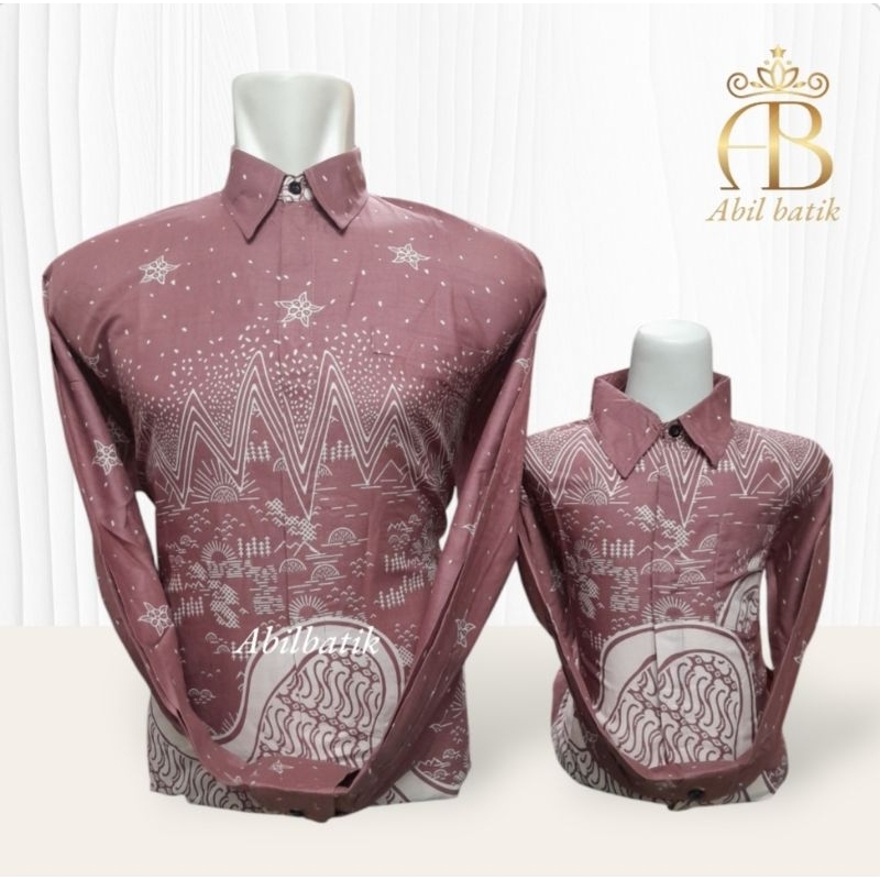 Batik Bestseller Couple Ayah dan Anak Katun Solo Dusty Pink