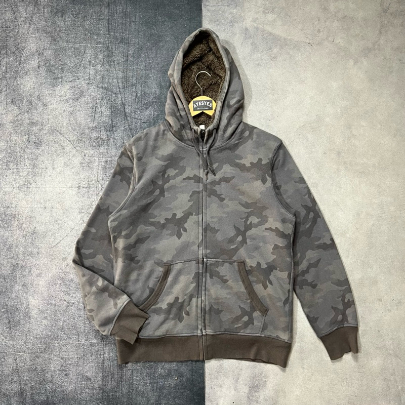 ZIP HOODIE SHERPA UNIQLO CAMO