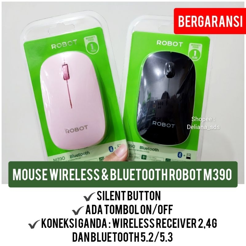 Mouse Wireless n Bluetooth Robot M390 Garansi Resmi 1 Tahun Mouse Robot M390 Mouse Wireless Robot M3