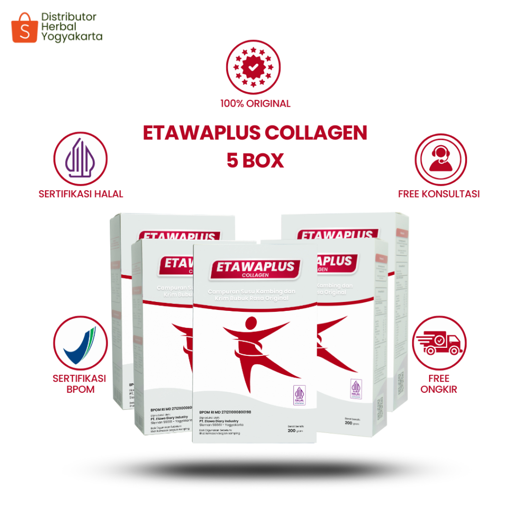 

Etawaplus Collagen - Susu Kambing Etawa dan Kolagen Untuk Tulang sendi , Mencegah Penuaan Dini , Mengencangkan Kulit , Asam urat & Regenerasi Sel - 5 Box