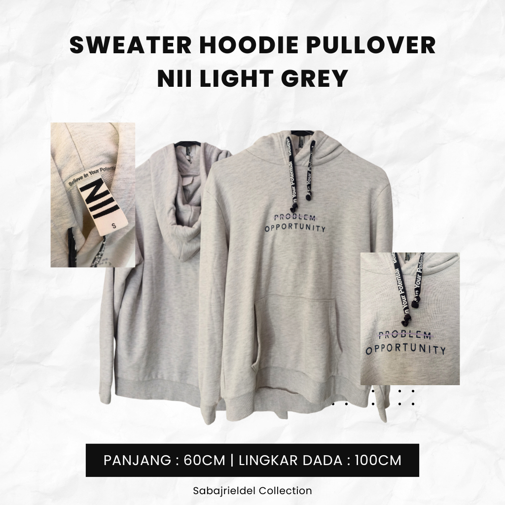 Sweater Hoodie Pullover Nii Light Grey - Sabajrieldel Collection