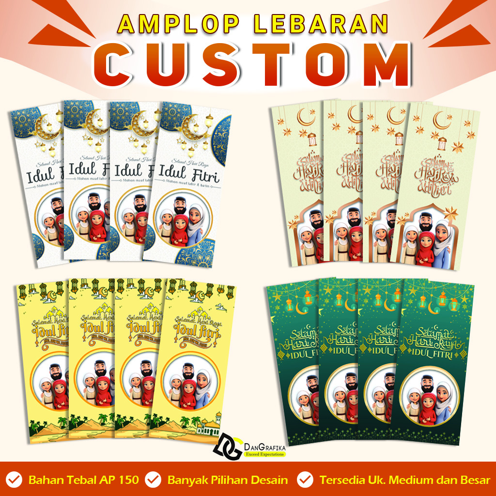 

AMPLOP LEBARAN CUSTOM IDUL FITRI 2025 Murah premium | isi 12 pcs bebas foto dan nama