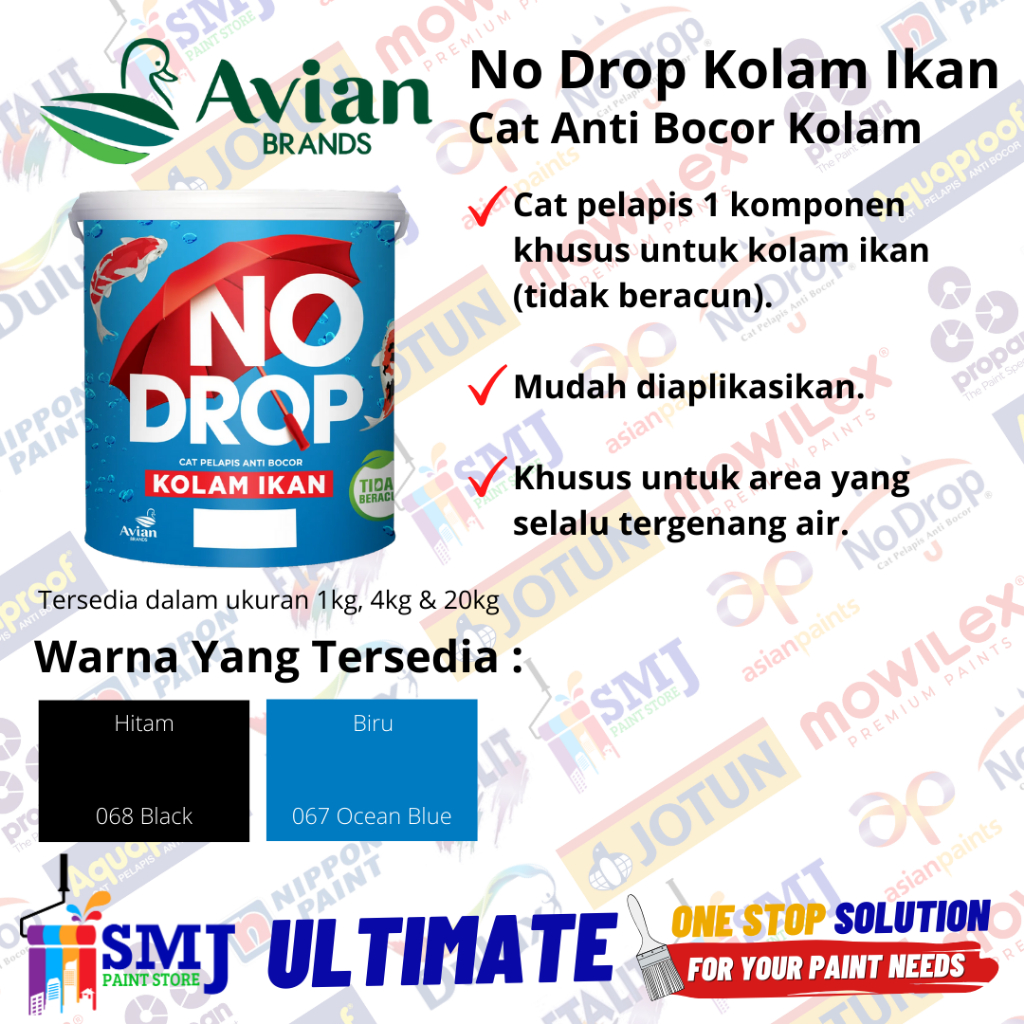 Cat Kolam Ikan Anti Bocor NO DROP KOLAM IKAN Ukuran 1kg